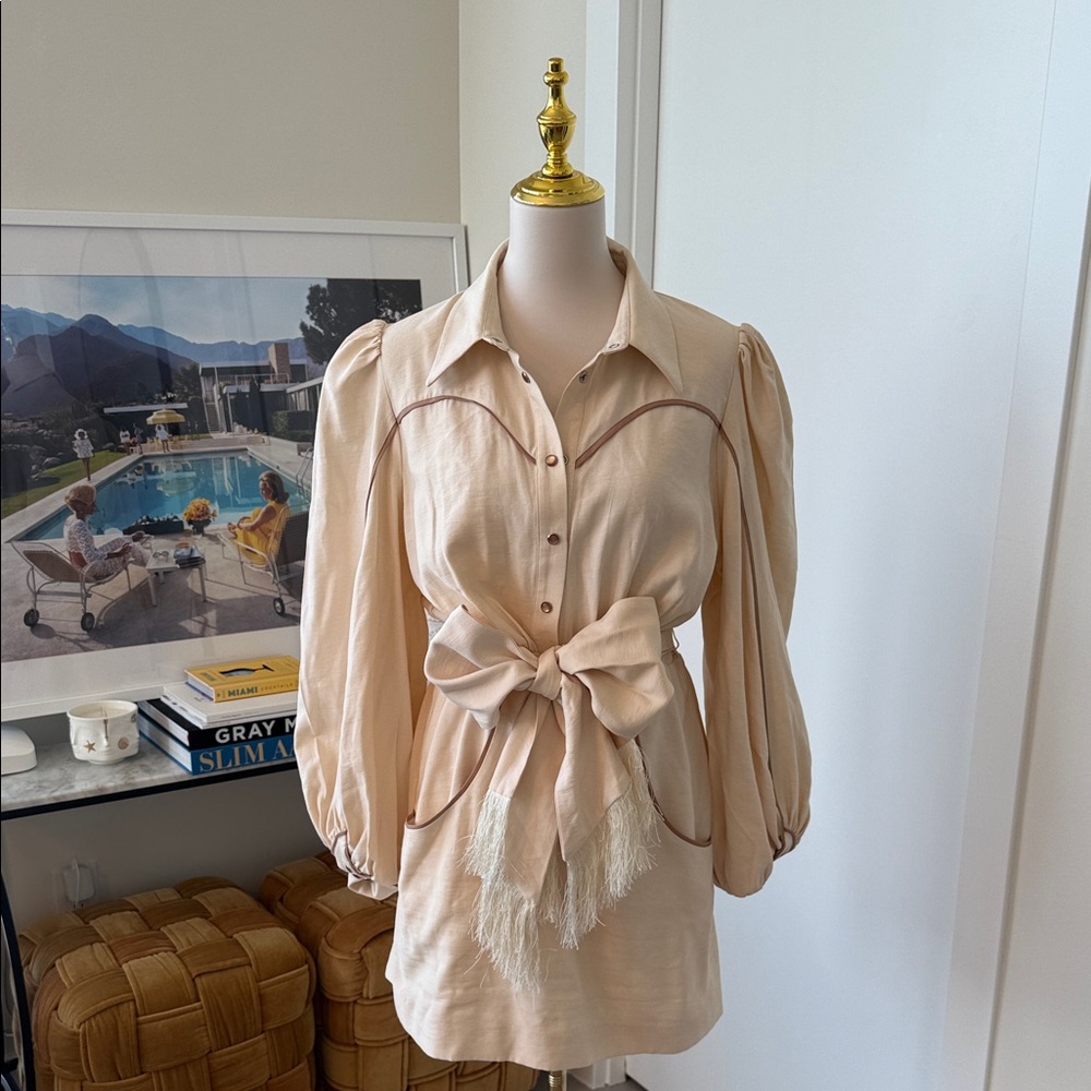 Cream Women's Top with Bow Detail
